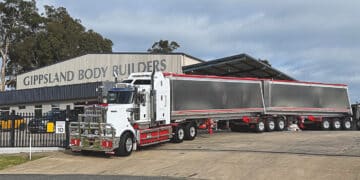 A Gippsland Body Builders B-double tipper. Image: Gippsland Body Builders.