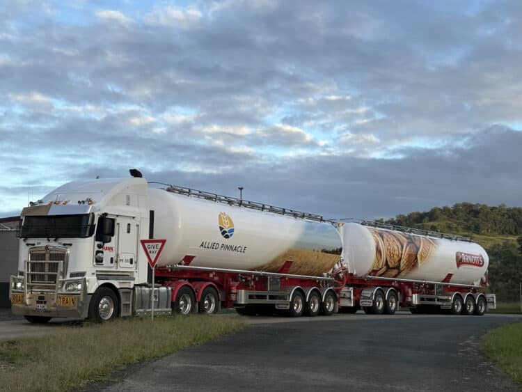 Hawk Logistics' new A-double road train. Image: Hawk Logistics.