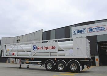 One of Air Liquide’s new hydrogen trailer from Marshall Lethlean. Image: Prime Creative Media.